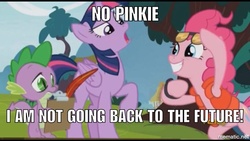 Size: 1000x564 | Tagged: safe, screencap, pinkie pie, twilight sparkle, alicorn, pony, g4, what about discord?, back to the future, clothes, female, mare, meme, pinkie mcpie, twilight sparkle (alicorn), watch