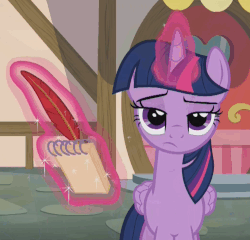 Size: 1041x1001 | Tagged: safe, screencap, twilight sparkle, alicorn, pony, g4, what about discord?, animated, female, loop, mare, quill, twilight sparkle (alicorn), unamused