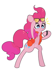 Size: 2500x3500 | Tagged: safe, artist:turtlefarminguy, pinkie pie, earth pony, pony, g4, what about discord?, back to the future, bipedal, female, glasses, high res, mare, pinkie mcpie, reference, simple background, solo, white background