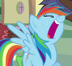 Size: 521x480 | Tagged: safe, screencap, rainbow dash, g4, what about discord?, animated, female, laughing, loop, nose in the air, solo