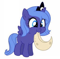Size: 720x707 | Tagged: safe, artist:bluse, princess luna, alicorn, pony, :t, adorawat, animated, cute, daaaaaaaaaaaw, eating, edible heavenly object, female, filly, hnnng, lunabetes, moon, munching, nom, puffy cheeks, s1 luna, show accurate, simple background, smiling, solo, sweet dreams fuel, tangible heavenly object, wat, weapons-grade cute, white background, woona