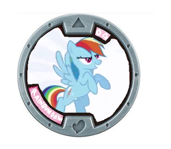 Size: 412x357 | Tagged: safe, rainbow dash, g4, female, solo, yo-kai medal, yo-kai watch, yokai medal