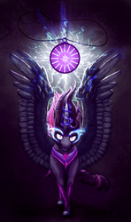 Size: 1024x1727 | Tagged: safe, artist:thespectral-wolf, sci-twi, twilight sparkle, equestria girls, g4, my little pony equestria girls: friendship games, equestria girls ponified, female, midnight sparkle, ponified, solo