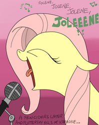 Size: 850x1075 | Tagged: safe, artist:andypriceart, artist:ced75, fluttershy, g4, colored, dolly parton, female, jolene (song), microphone, singing, solo, song reference