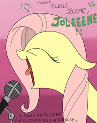 Size: 850x1075 | Tagged: safe, artist:andy price, artist:ced75, fluttershy, g4, colored, dolly parton, female, jolene (song), microphone, singing, solo, song reference