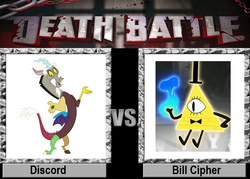 Size: 1008x720 | Tagged: safe, artist:maxed32, discord, g4, bill cipher, crossover, death battle, death battle!: discord vs bill cipher, dreamscaperers, exploitable meme, gravity falls, hilarious in hindsight, it happened, male, meme