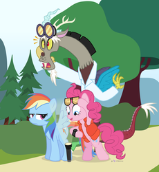 Size: 920x1000 | Tagged: safe, artist:dm29, discord, pinkie pie, rainbow dash, g4, what about discord?, back to the future, clothes, doc cord, lab coat, pinkie mcpie, trio