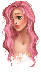 Size: 572x1000 | Tagged: safe, artist:maaronn, fluttershy, human, g4, female, humanized, simple background, solo