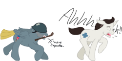 Size: 1024x511 | Tagged: safe, artist:mediponee, crossover, disciplinary action (tf2), medic, medic (tf2), ponified, riding crop, soldier, soldier (tf2), team fortress 2
