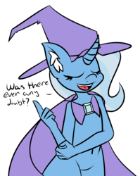 Size: 1821x2285 | Tagged: safe, artist:psicarii, trixie, anthro, g4, curved horn, female, horn, simple background, solo, trixie's cape, trixie's hat