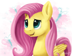 Size: 1015x791 | Tagged: safe, artist:nebula210, fluttershy, butterfly, pegasus, pony, g4, female, looking up, mare, solo