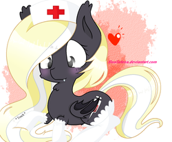 Size: 1216x1008 | Tagged: safe, artist:boaselena, oc, oc only, bat pony, pony, blushing, clothes, cute, fangs, hat, heart, nurse hat, red cross, request, socks, stockings