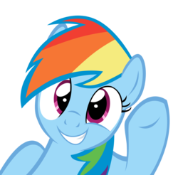Size: 2900x2854 | Tagged: safe, artist:heavymetalbronyyeah, artist:kuren247, rainbow dash, pony, g4, cute, female, hi, high res, looking at you, mare, show accurate, simple background, smiling, solo, transparent background, vector, waving