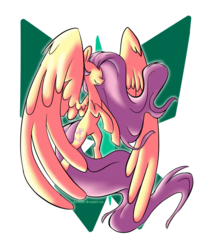 Size: 1024x1157 | Tagged: safe, artist:snowolive, fluttershy, g4, female, flying, impossibly large wings, large wings, long mane, long tail, no eyes, smiling, solo, spread wings