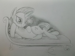 Size: 4288x3216 | Tagged: safe, artist:scribblepwn3, rarity, pony, unicorn, g4, element of generosity, female, monochrome, pencil drawing, solo, traditional art