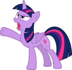 Size: 6000x5816 | Tagged: safe, artist:slb94, twilight sparkle, alicorn, pony, g4, what about discord?, absurd resolution, angry, female, mare, pointing, simple background, solo, transparent background, twilight sparkle (alicorn), vector