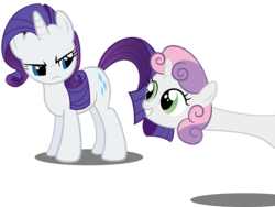 Size: 1270x953 | Tagged: safe, artist:spellboundcanvas, rarity, sweetie belle, g4, stare master, impossibly long neck, long neck, simple background, sweetie giraffe, transparent background, vector