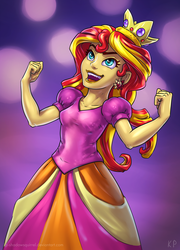 Size: 1440x2000 | Tagged: safe, artist:kp-shadowsquirrel, sunset shimmer, equestria girls, g4, my little pony equestria girls, clothes, crown, dress, earring, evil laugh, fall formal, fall formal outfits, female, lipstick, piercing, solo, sunset shimmer's prom queen photos