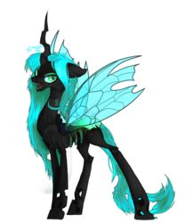 Size: 1000x1200 | Tagged: safe, artist:soyza, queen chrysalis, changeling, changeling queen, g4, female, insect wings, solo, transparent wings, wings