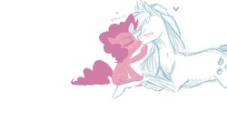 Size: 700x376 | Tagged: artist needed, safe, artist:raridashdoodles, applejack, pinkie pie, g4, blushing, female, heart, kissing, lesbian, ship:applepie, shipping, size difference