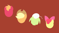 Size: 1920x1080 | Tagged: safe, artist:yoshimon1, apple bloom, applejack, big macintosh, granny smith, earth pony, pony, g4, apple family, male, minimalist, simple, simple background, stallion, wallpaper