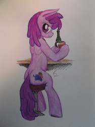 Size: 3216x4288 | Tagged: safe, artist:scribblepwn3, berry punch, berryshine, earth pony, pony, g4, colored, colored pencil drawing, female, pen, solo, traditional art