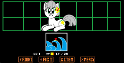 Size: 1404x720 | Tagged: safe, artist:tagman007, oc, oc:mission belle, earth pony, pony, :i, earth pony oc, looking at you, prone, smiling, undertale