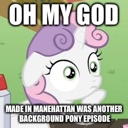 Size: 250x250 | Tagged: safe, sweetie belle, g4, made in manehattan, my little pony: friendship is magic, background pony, background pony strikes again, exploitable meme, image macro, meme, op is a duck, op is trying to start shit, sudden clarity sweetie belle