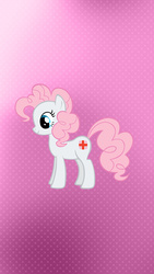 Size: 640x1136 | Tagged: safe, nurse redheart, pinkie pie, earth pony, pony, g4, abstract background, female, side view, solo