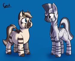 Size: 3000x2451 | Tagged: safe, artist:gradoge, oc, oc only, oc:floora once, oc:gradient punch, hybrid, zebra, chubby, colt, fat, high res, male, zebra oc