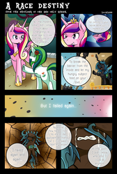 Size: 1500x2235 | Tagged: safe, artist:vavacung, princess cadance, queen chrysalis, changeling, comic:to love alicorn, g4, comic, crying, dialogue, disguise, disguised changeling, fake cadance, injured, speech bubble