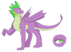Size: 1024x747 | Tagged: safe, artist:craftedfun3, spike, dragon, g4, male, older, older spike, quadrupedal spike, scar, simple background, solo, white background, winged spike, wings