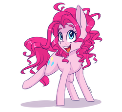 Size: 2300x2100 | Tagged: safe, artist:silbersternenlicht, pinkie pie, earth pony, pony, g4, cute, diapinkes, female, happy, high res, mare, open mouth, signature, simple background, solo, white background