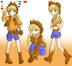 Size: 2105x1927 | Tagged: safe, artist:applestems, applejack, human, g4, belly button, humanized, midriff