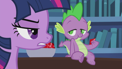 Size: 1366x768 | Tagged: safe, screencap, spike, twilight sparkle, alicorn, pony, g4, what about discord?, female, mare, stupid sexy spike, twilight sparkle (alicorn)