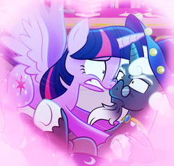 Size: 1850x1758 | Tagged: safe, artist:light262, artist:lummh, star swirl the bearded, twilight sparkle, alicorn, pony, g4, clothes, female, glasses, hat, heart, hilarious in hindsight, love, male, mare, notice me senpai, shipping, straight, twilight sparkle (alicorn), twiswirl, wingboner, wizard hat, you're going to love me
