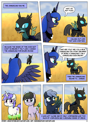 Size: 1400x1900 | Tagged: safe, artist:moemneop, princess luna, changeling, pony, comic:shifting changelings lies and truths, g4, comic, field
