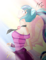 Size: 2153x2786 | Tagged: safe, artist:shinta-girl, sonata dusk, human, equestria girls, g4, my little pony equestria girls: rainbow rocks, eared humanization, female, fin wings, high res, humanized, solo, winged humanization