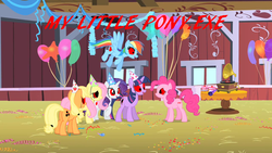 Size: 1024x576 | Tagged: safe, artist:ponyville91, edit, edited screencap, screencap, applejack, fluttershy, pinkie pie, rainbow dash, rarity, twilight sparkle, earth pony, pegasus, pony, unicorn, g4, party of one, 2spooky, mane six, unicorn twilight, you tried