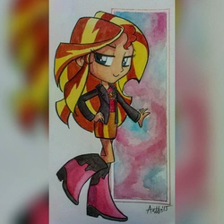 Size: 1080x1080 | Tagged: safe, artist:agnes garbowska, sunset shimmer, equestria girls, g4, female, solo