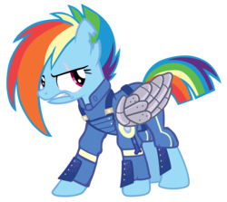 Size: 9800x8760 | Tagged: safe, artist:flutter525, rainbow dash, g4, the cutie re-mark, absurd resolution, alternate timeline, amputee, apocalypse dash, augmented, badass, crystal war timeline, female, photoshop, prosthetic limb, prosthetic wing, prosthetics, scar, simple background, solo, torn ear, transparent background, vector