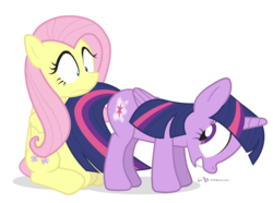 Size: 970x720 | Tagged: safe, artist:dm29, fluttershy, twilight sparkle, alicorn, pony, g4, the hooffields and mccolts, booty call, duo, female, glowing cutie mark, mare, simple background, sunshine sunshine, transparent background, twilight sparkle (alicorn)