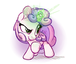 Size: 3300x2800 | Tagged: safe, artist:bobdude0, sweetie belle, pony, g4, cute, ear fluff, female, high res, magic, solo, weapons-grade cute