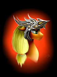 Size: 3104x4192 | Tagged: safe, artist:skitsroom, applejack, g4, female, headgear, helmet, portrait, solo