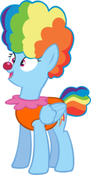 Size: 1293x2472 | Tagged: dead source, safe, artist:megarainbowdash2000, rainbow dash, pegasus, pony, g4, the cutie re-mark, afro, alternate timeline, chaotic timeline, clown, clown nose, female, red nose, simple background, solo, transparent background, vector