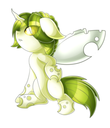 Size: 600x702 | Tagged: safe, artist:ikuvaito, oc, oc only, oc:melody swiftsong, changeling, albino changeling, green changeling, simple background, solo, transparent background