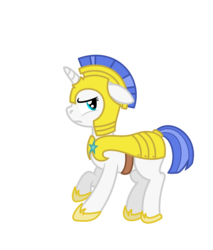 Size: 1357x1589 | Tagged: safe, artist:peternators, edit, pony, unicorn, angry, female, guardsmare, looking back, royal guard, royal guard armor, solo