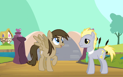 Size: 1024x639 | Tagged: safe, derpy hooves, doctor whooves, time turner, earth pony, pony, g4, male, palette swap, ship:doctorderpy, shipping, stallion, straight