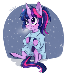 Size: 2000x2200 | Tagged: safe, artist:silbersternenlicht, twilight sparkle, g4, clothes, cute, female, high res, snow, snowfall, solo, sweater, twiabetes, underhoof