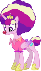 Size: 1784x3057 | Tagged: safe, artist:megarainbowdash2000, princess cadance, alicorn, pony, g4, the cutie re-mark, afro, alternate timeline, chaotic timeline, clown nose, clowndance, concave belly, cute, cutedance, female, red nose, simple background, slender, solo, thin, transparent background, vector